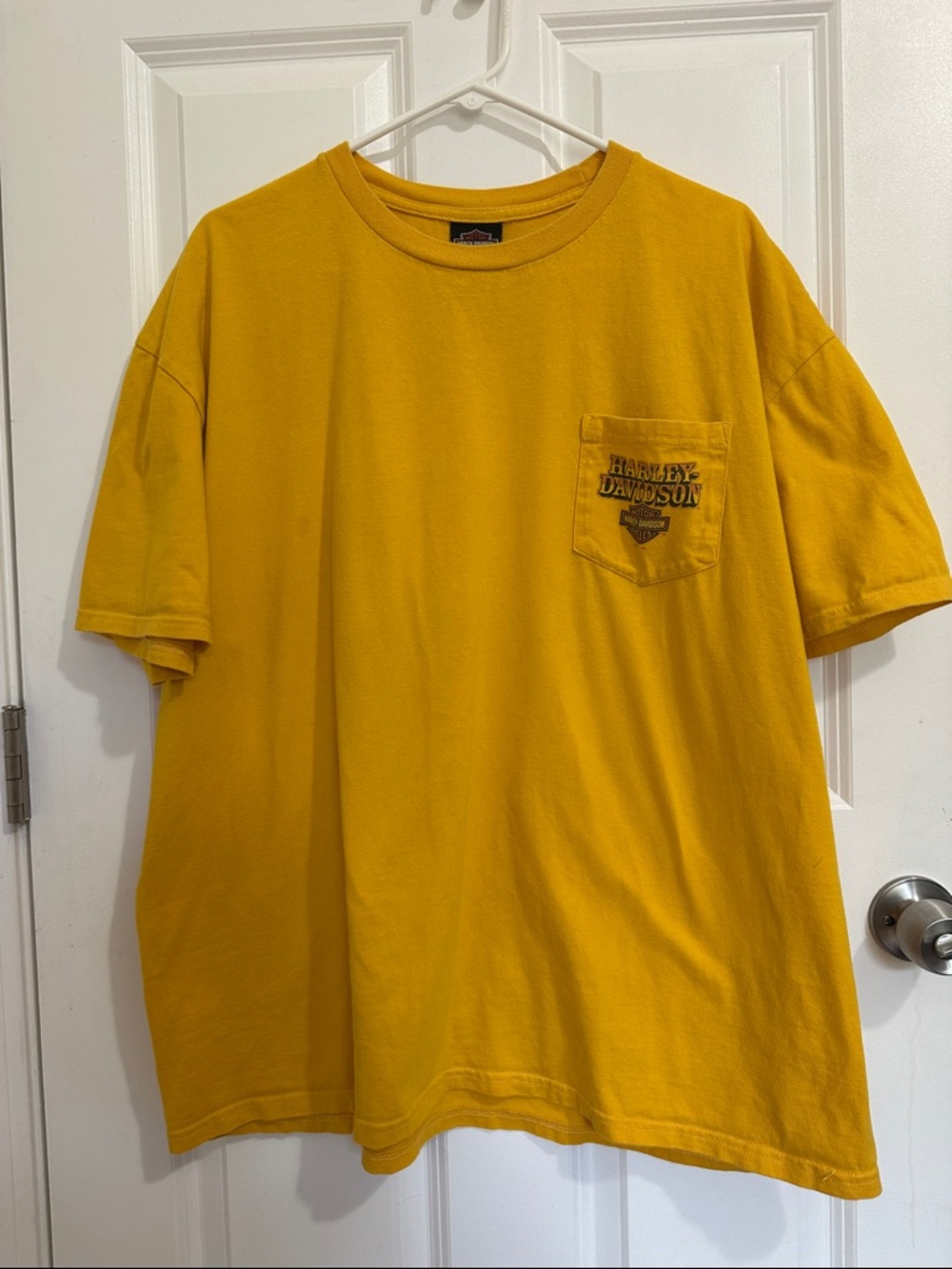 Harley-Davidson Bold Yellow Pocket Tee with Chest Logo - Size 2XL